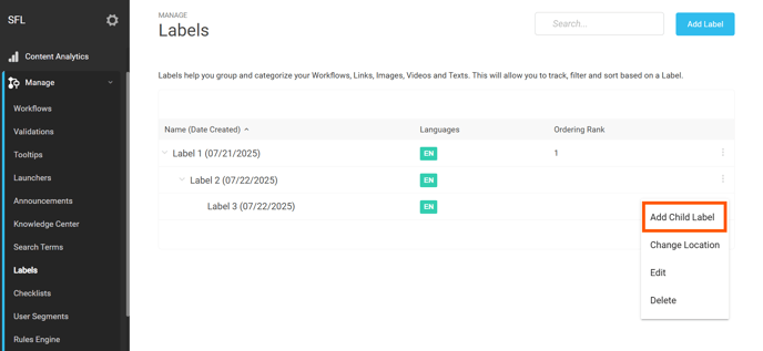nested labels